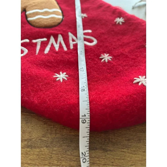 Sugar & Spice Christmas Red Stocking Embroidery Gingerbread Man 6X19 - Picture 6 of 11